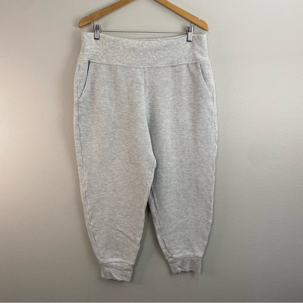 Athleta Coaster Luxe Joggers in Fog Grey Heather Waffle knit Pants Women’s XL